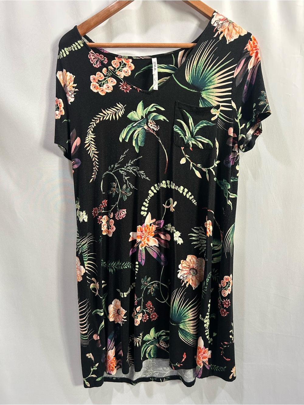 Soma Black Tropical Night Howb Sleep Shirt